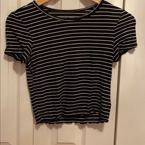 Black and white striped American Eagle crop-top